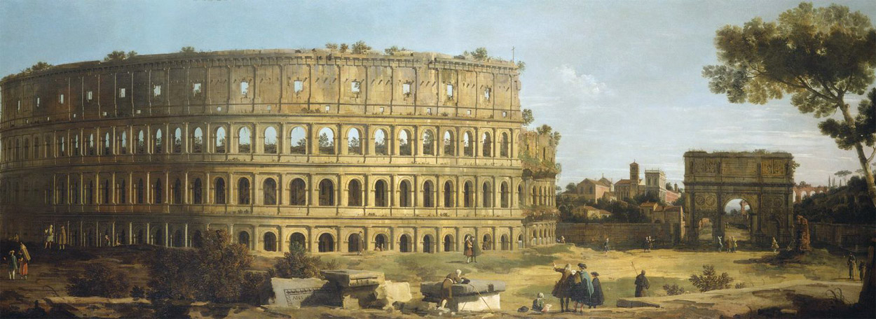 Canaletto,Colisée et arc de Constantin (1743)